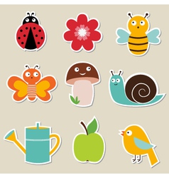 Summer garden stickers set vector image