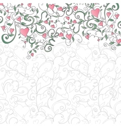 Background with hearts and floral ornament vector image