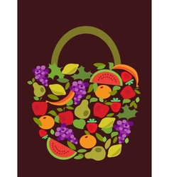 Bag with fruits and vegetables pattern vector image