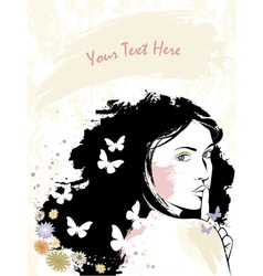 Grunge romantic enigmatic girl vector image