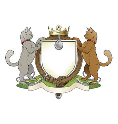 Cat pets heraldic shield coat of arms vector image