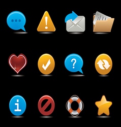 Set of icons on black vector image