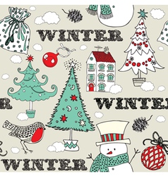 Vintage Christmas Winter pattern vector image