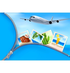 Background with airplane and with photos from vector image