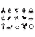 Black easter icons set vector image