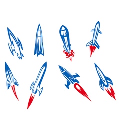 Set of rockets and missiles vector image