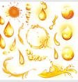 Set of orange water drops and splashes vector image