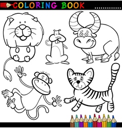 Animals for Coloring Book or Page vector image