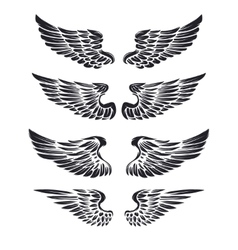 Set of vintage wings isolated on white Set of vintage wings isolated on white vector image
