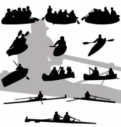Rowing silhouettes vector image