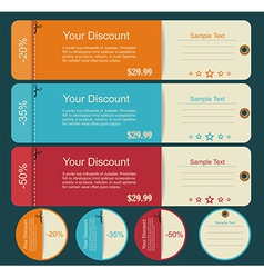 Vintage discounts template set vector image