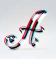 Fantasy plastic 3d glowing ribbon typeface vector image