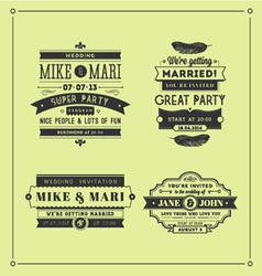 Retro wedding stamps vector image