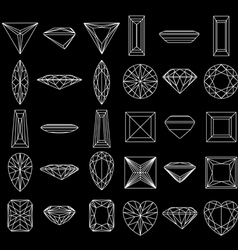 Diamond gemstone wire frames vector image
