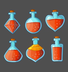 Collection of red magical bottles vector image