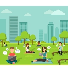People in the Park Online Web Design Flat vector image