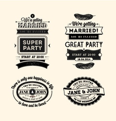 Retro wedding stamps vector image