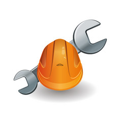 Working hard hat and wrench vector image