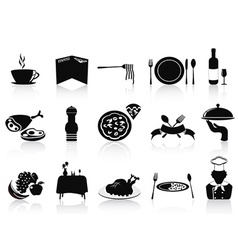 Black restaurant icons set vector image