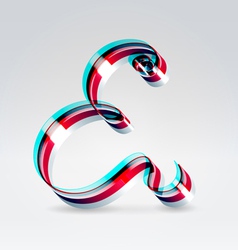 Fantasy plastic 3d glowing ribbon typeface vector image