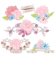 Floral design elements bouquets and banners vector image