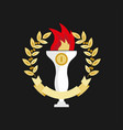 First place trophy in golden wreath on black vector image