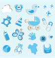 Scrapbook set of baby boy things vector image