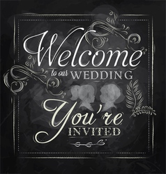 Wedding invitation chalk vector image