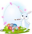 Easter bunny painting Easter eggs vector image