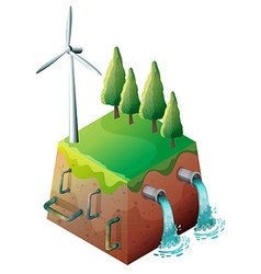 A windmill and water pipes vector image