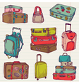 Set of Vintage Colorful Suitcases vector image