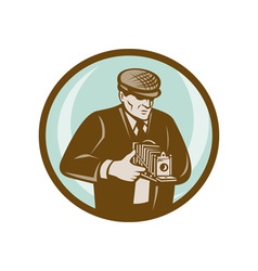 Photographer aiming retro vintage camera Photographer aiming retro vintage camera vector image