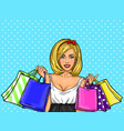 Pop art of a young sexy happy vector image