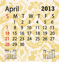 April 2013 calendar albino snake skin vector image
