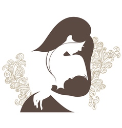 Beautiful mother silhouette with baby vector image