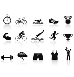 Triathlon sport icon set vector image