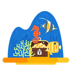 Flat style of aquarium with corals Flat style of aquarium with corals vector image