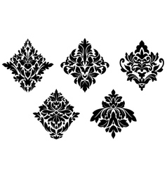 Set of vintage floral patterns and embellishments vector image