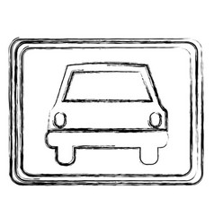 Monochrome sketch with automobile front view in vector image