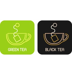 Tea of green tea and tea of black tea - isolated i vector image