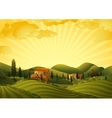 Rural landscape with fields and hills vector image