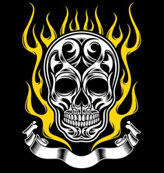 Ornate flame skull tattoo vector image