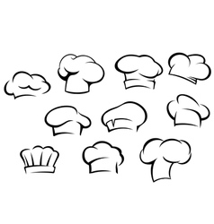 White chef hats and caps set White chef hats and caps set vector image