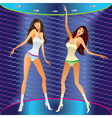 Dancing girls on stage in a club vector image
