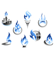 Gas and oil industry symbols in glossy style vector image