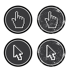 Cursors hand and arrow on retro label vector image