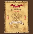 Pirate party drawn poster vector image