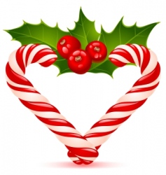 Christmas heart candy canes vector image