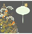 Floral card with paper lantern vector image
