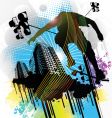 Skateboarder and an urban back vector image